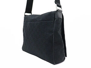 Gucci Black Canvas Messenger Bag GG Shoulder Black